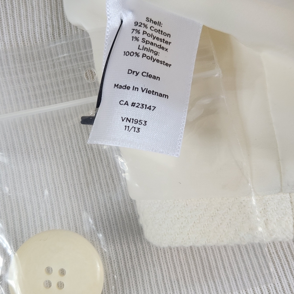 TALBOTS Twill Knit Jacket Ivory and Black Size 10 New With Tags - Picture 8 of 8